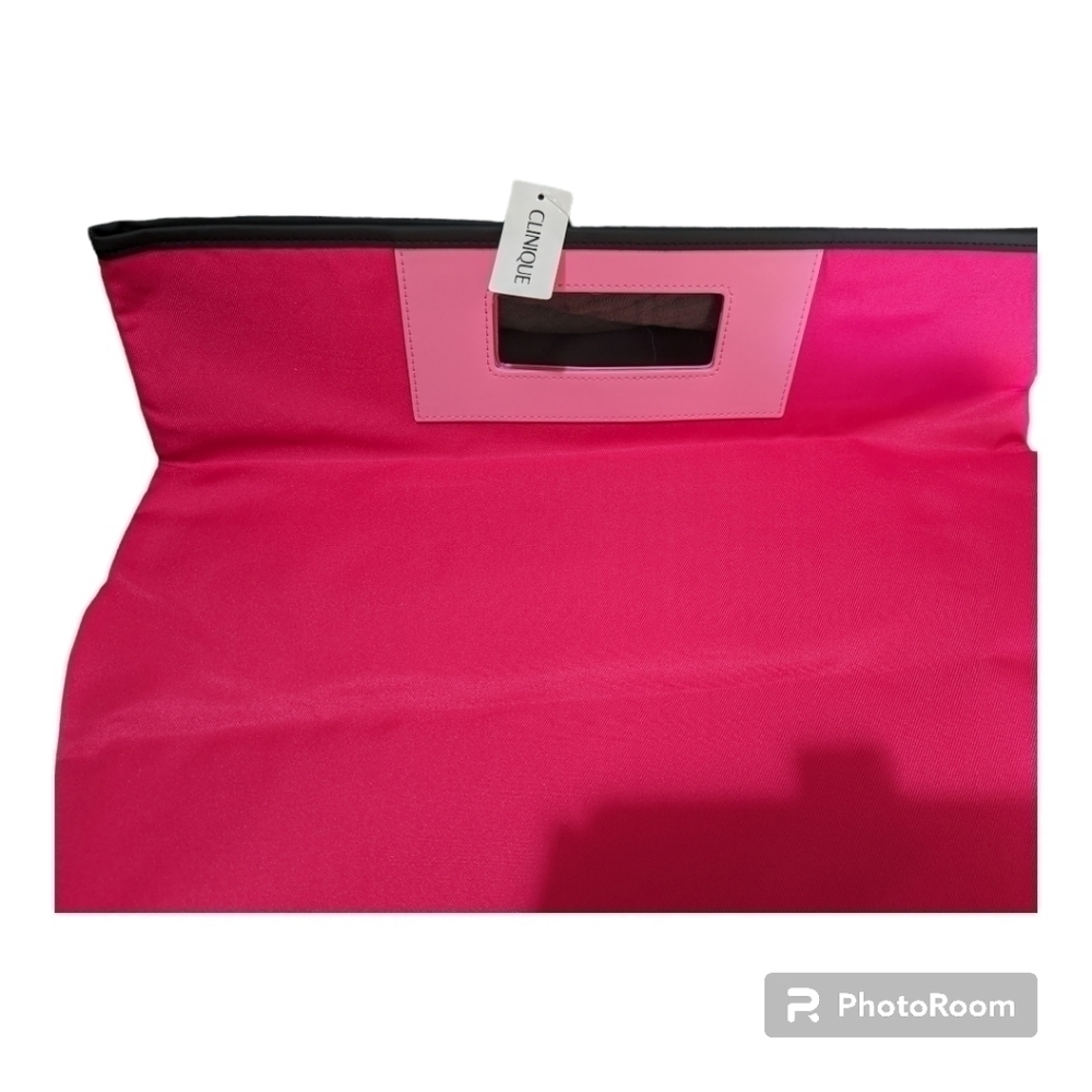 Clinique hot pink tote with accessories